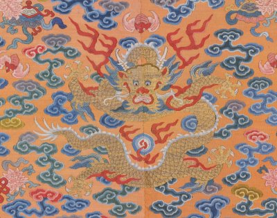 图片[3]-Apricot yellow tapestry colored cloud golden dragon python robe-China Archive